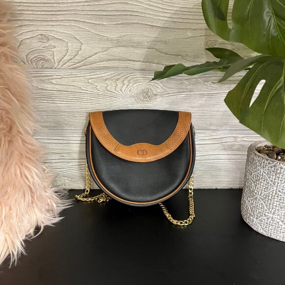 Christian DIOR Vintage Handbag, halfmoon with unbranded gold chain - Picture 8 of 9